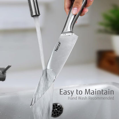 hecef Silver Kitchen knife set of 3, Satin Finish Blade - Image 5