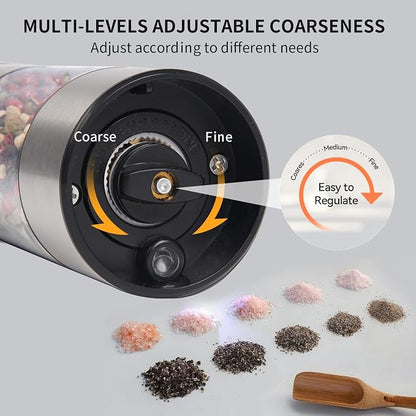 Stainless steel Electric Salt and Pepper Grinder Set, Large Capacity Automatic - Image 6