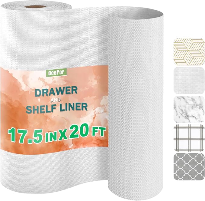 OcePor Non-Adhesive Drawer and Shelf Liner 17.5IN x 20FT，Non Slip Cabinet and by OcePor