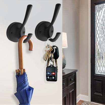 Black Wall Hooks, 6 Pack Coat Towel Hook Heavy Duty Metal Double Bath Robe Hook - Image 4