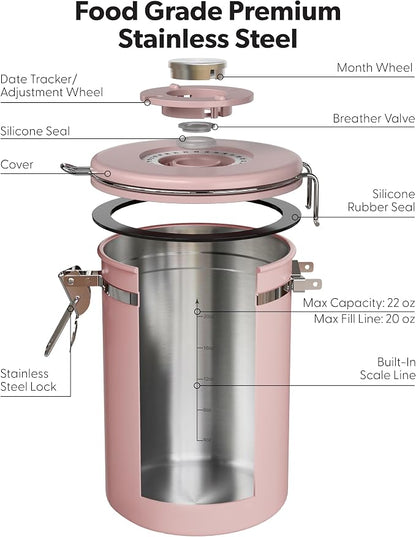 Veken Coffee Canister with Window, Airtight Stainless Steel Kitchen Food - Image 7