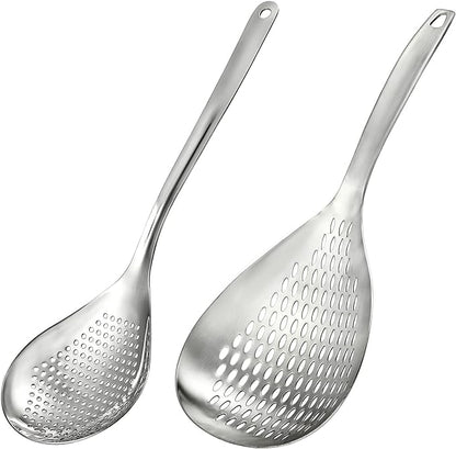 2 Pack Skimmer Slotted Spoon, 13.6 Inch Large Stainless Steel Skimmer Ladle by Suwimut