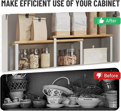 Cabinet Organizer Shelf, Kitchen Counter Storage, 2-Piece Set, Stackable Spice - Image 4