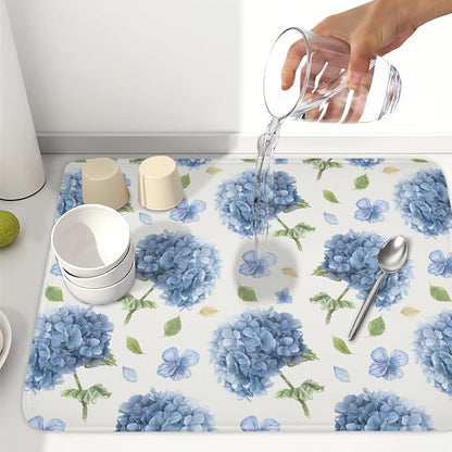 Spring Summer Hydrangea Dish Drying Mat - Image 6