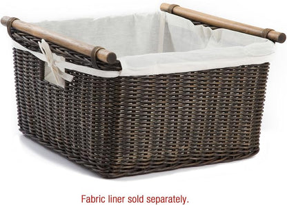 The Basket Lady Deep Pole Handle Wicker Storage Basket, 11.5 in L x 11.5 in W x - Image 2