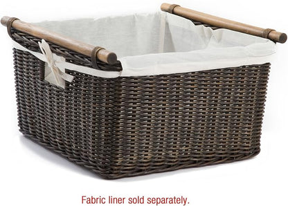 The Basket Lady Deep Pole Handle Wicker Storage Basket, 15 in L x 15.5 in W x - Image 2