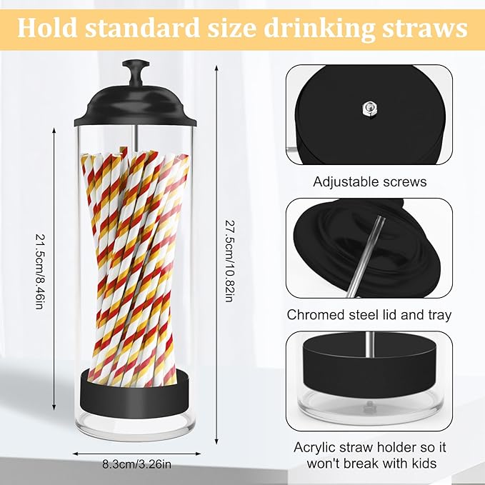 Straw Holder for Standard Size Drinking Straws, Acrylic Plastic Straw Dispenser - Image 3