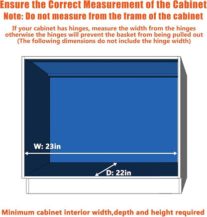 ROOMTEC Pull Out Cabinet Organizer, Cabinet Pull Out Shelves 22½" W x 21½" D - Image 4