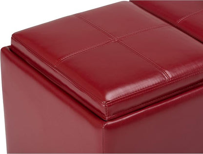 SIMPLIHOME Avalon 42 inch Wide Contemporary Rectangle Storage Ottoman in Red - Image 9