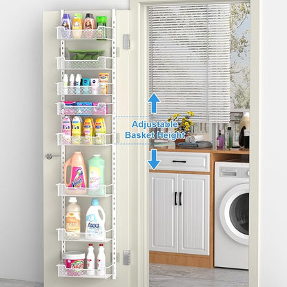 12.3" W Narrow Over the Door Pantry Organizer, 8-Tier Over the Door Organizer - Image 2