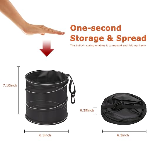 Ginsco New Leakproof Car Trash Can, 1 Gallon Mini Trash Can Pop-up Collapsible - Image 2