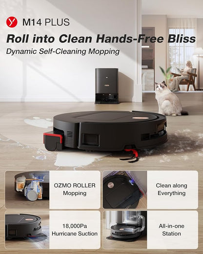 Yeedi M14 Plus Robot Vacuum and Mop, 000Pa Suction, OZMO Roller Instant - Image 2