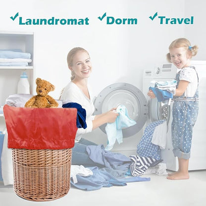 Heavy Duty Laundry Bag 2 Pack XL Nylon Laundry Bags with Straps, Washable Large Dirty Clothes Organizer with Drawstring Closure, Travel Washing Bag Fit a Laundry Hamper or Basket