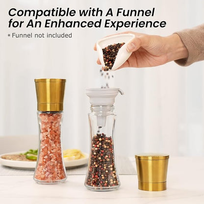 VEVOK CHEF Gold Salt and Pepper Grinder Mill Set Stainless Steel Pepper Shaker - Image 7