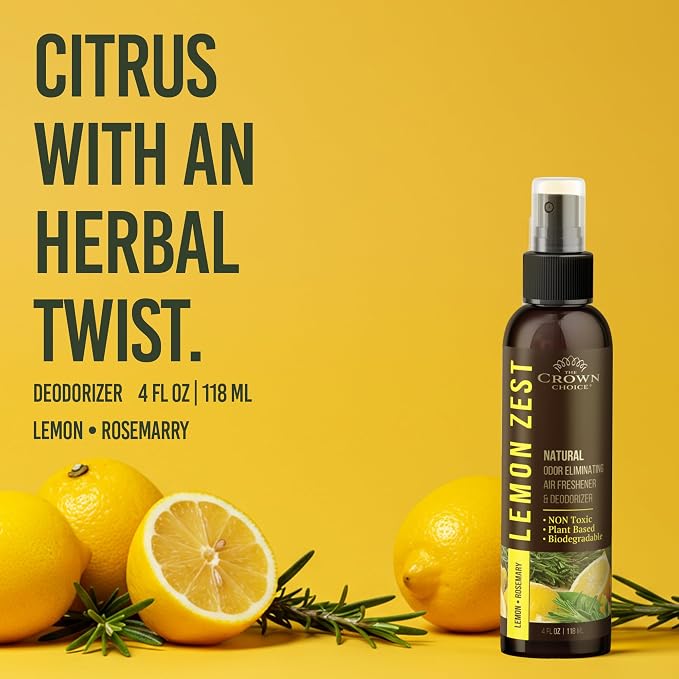 Non-Toxic Odor Eliminator, Natural Citrus Lemon Zest Air Freshener Spray - Image 2