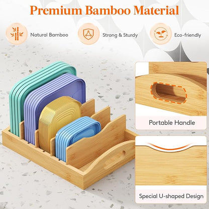 Lifewit Bamboo Lid Organizers for Inside Cabinet, Food Storage Container Lid - Image 7
