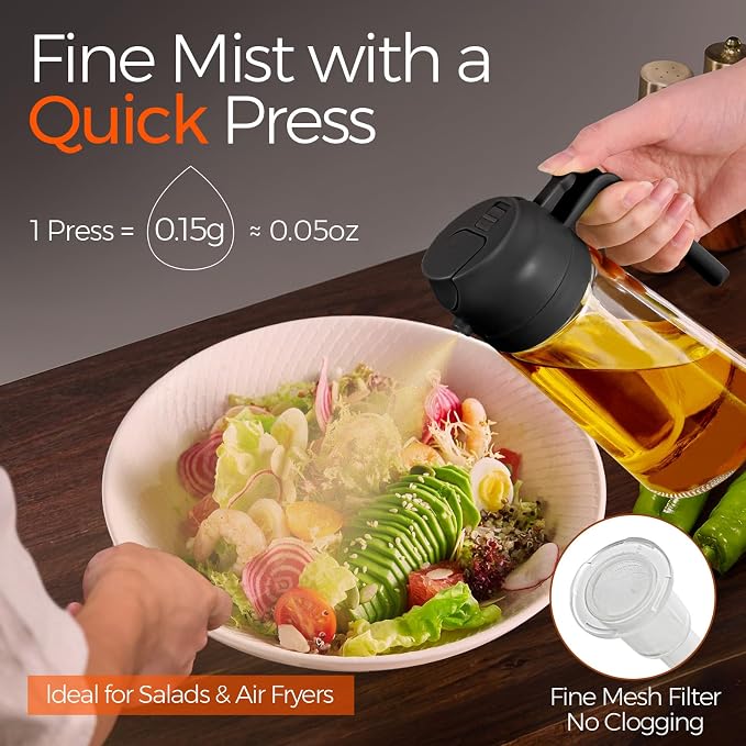YARRAMATE 2Pcs 16oz/470ml Olive Oil Dispenser, Food-grade 2 in 1 Oil Glass - Image 3