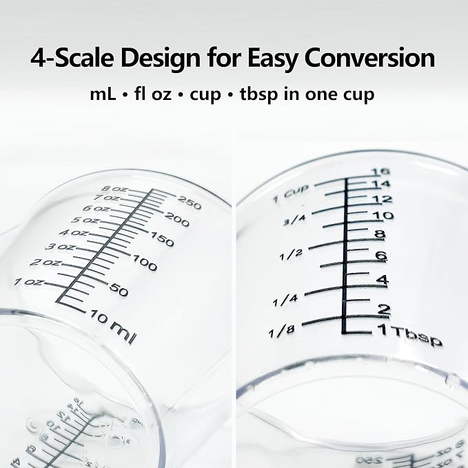 Laser-Etched Measuring Cup Set, 8 oz & 16 oz Clear Plastic Liquid Measuring Cups - Image 5