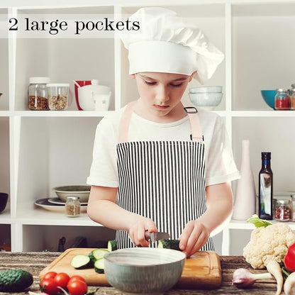2 Pack Stripes Kids Apron, Kids Cooking Aprons - Image 6