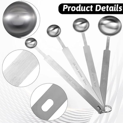 4 Pcs Long Handle Measuring Spoons Set Stainless Steel Measuring Spoon Set - Image 3