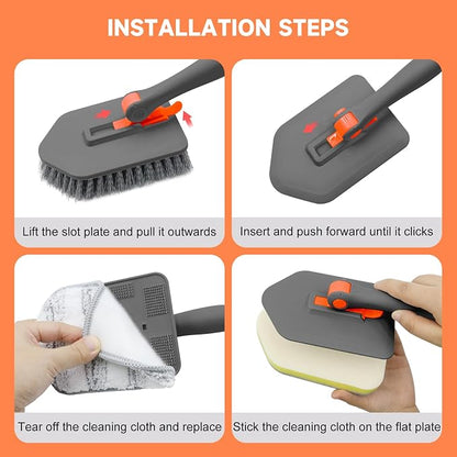 nacena Shower Scrubber with Long Handle, 3 in 1 Tile Tub Scrubber Brush with 3 - Image 6