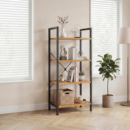 DUMOS 4 Tiers Bookshelf, Classical Book Shelf, Tall Display Shelves in Living - Image 2
