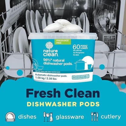Nature Clean All Natural Dishwasher Pods, Plant-Based Non-Toxic Dishwasher - Image 2