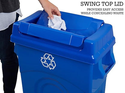 United Solutions 23 Gallon Highboy Plastic Recycling Bin Kitchen Trash Can - Image 4