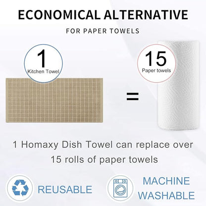 Homaxy 100% Cotton Terry Kitchen Towels, Checkered Designed, Soft and Super - Image 7