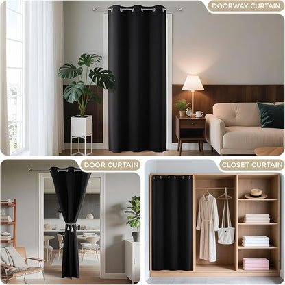 Joydeco Blackout Door Curtain for Doorway Privacy 72 Inches Long, Grommet - Image 4
