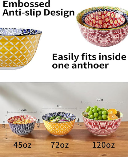 Metahom Ceramic Mixing Bowls for Kitchen, Colorful Nesting Bowls, Large Serving - Image 2
