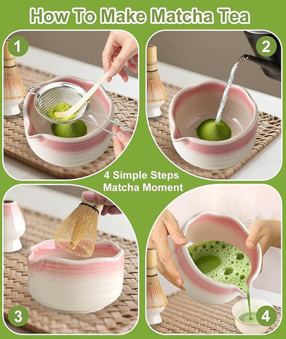 JBER Matcha Whisk Set, Ceramic Matcha Set Includes Bowl & Holder, Bamboo Whisk - Image 5