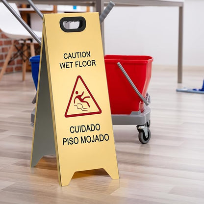 2 Pcs 24 Inch Stainless Steel Wet Floor Sign, Heavy Duty Caution Wet Floor Sign - Image 6