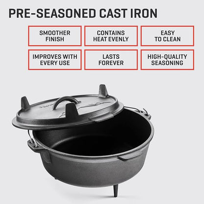 Uno Casa 6Qt Cast Iron Camping Dutch Oven - Image 3