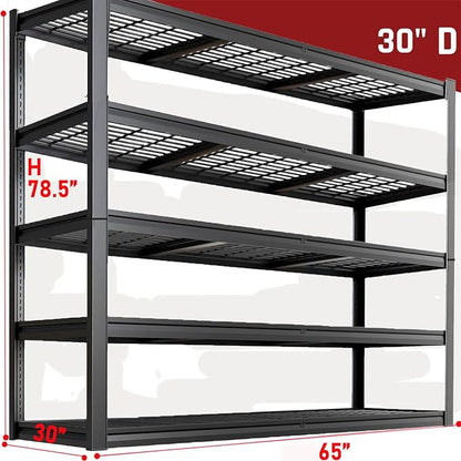 65" W Garage Shelving Heavy Duty, 5 Tier Garage Shelves, Commercial Metal Shelf - Image 2