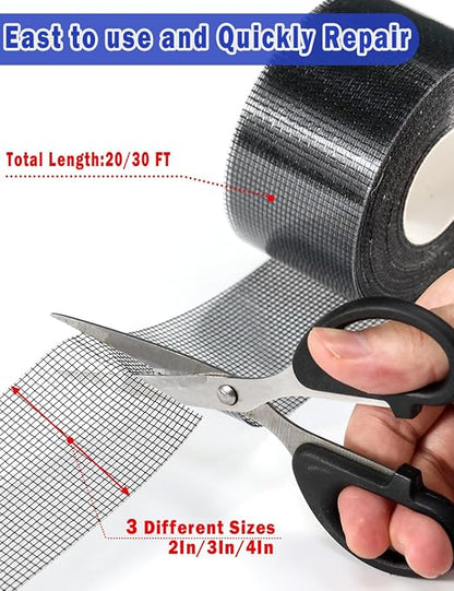 Wohohoho Window Screen Repair Tape, 3 in X 20 FT Black Screen Patch Repair Kit - Image 3