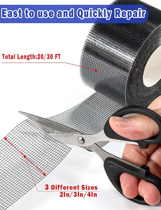 Wohohoho Window Screen Repair Tape, 2 in X 40 FT Black Screen Patch Repair Kit - Image 4