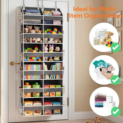 2 Pack Over The Door Organizer 6 Tiers, Extra Large Behind Door Storage of 12 - Image 5