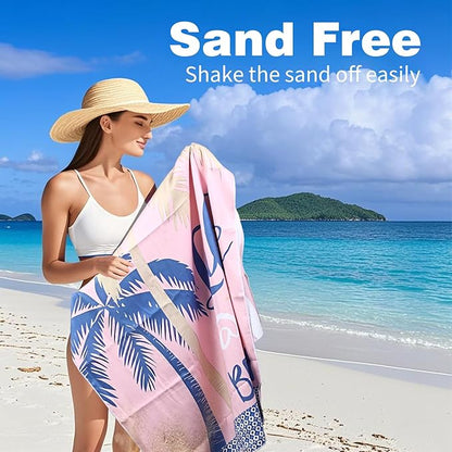 Large Beach Towel, 71" x 39" Oversized Lightweight Compact Quick Dry Sand Free Towel for Travel Swim Pool Yoga Gym Camping (Pink)