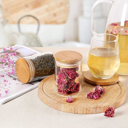 Glass Jars with Bamboo Wooden Airtight Lids 6oz 10oz Spice Jars Food Storage - Image 5