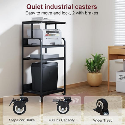 4 Tier Printer Stand with Storage Shelf, Large Tall Printer Table - Image 4