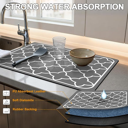 Dish Drying Mats for Kitchen Counter, Waterproof Coffee Mat for Countertop - Image 4
