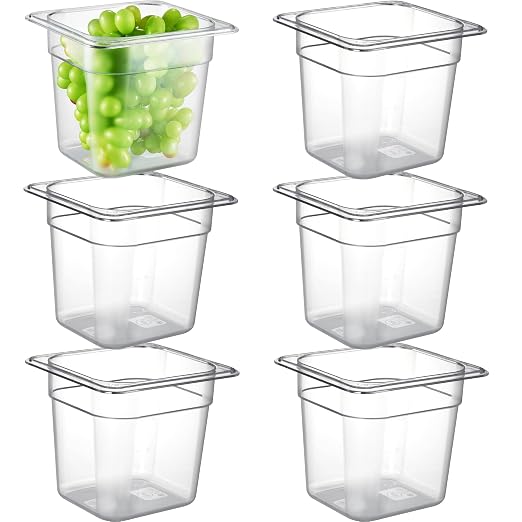 CURTA 6-Pack 1/6 Size 6" Deep NSF Polycarbonate Food Pans | Dishwasher & by CURTA