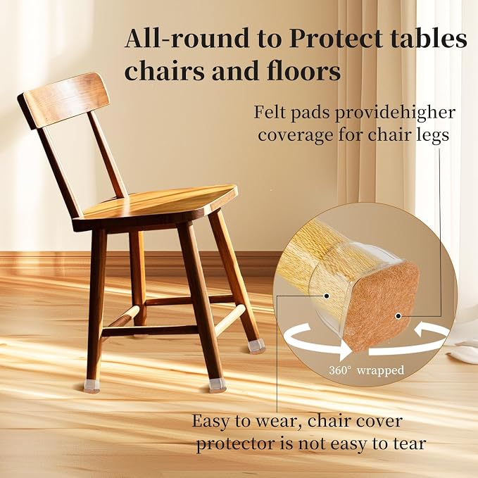 Square Chair Leg Floor Protectors Medium 24Pcs, Silicone Chair Leg Protectors - Image 4