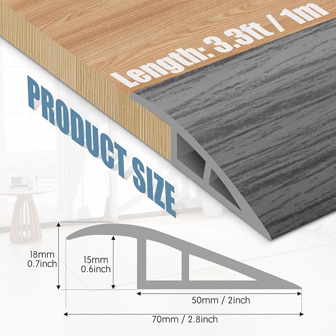 Floor Transition Strip Door Threshold 39" Floor Transition Reducer Trim on The - Image 2