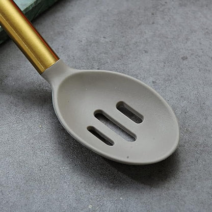 Berglander Non-stick Silicone Slotted Spoon, Titanium Gold Plated Handle - Image 4