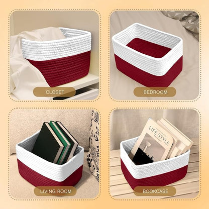 Hopegiver Woven Storage Baskets 11x8x7 Inch, 3 Pack Collapsible Cube Storage Bin - Image 7