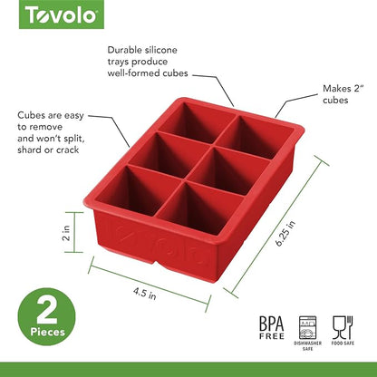 Tovolo, Large King Craft Ice Mold Freezer Tray of 2" Cubes, BPA-Free Silicone - Image 7