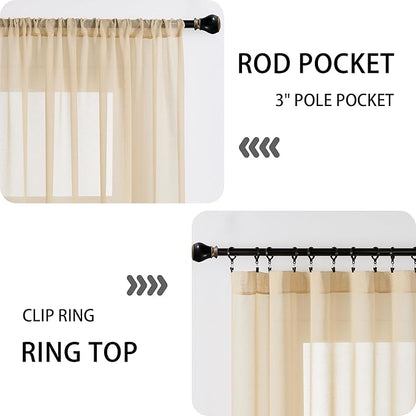 Tollpiz Sheer Door Curtains Closet Linen Textured Curtain Sheers Doorway Light - Image 5