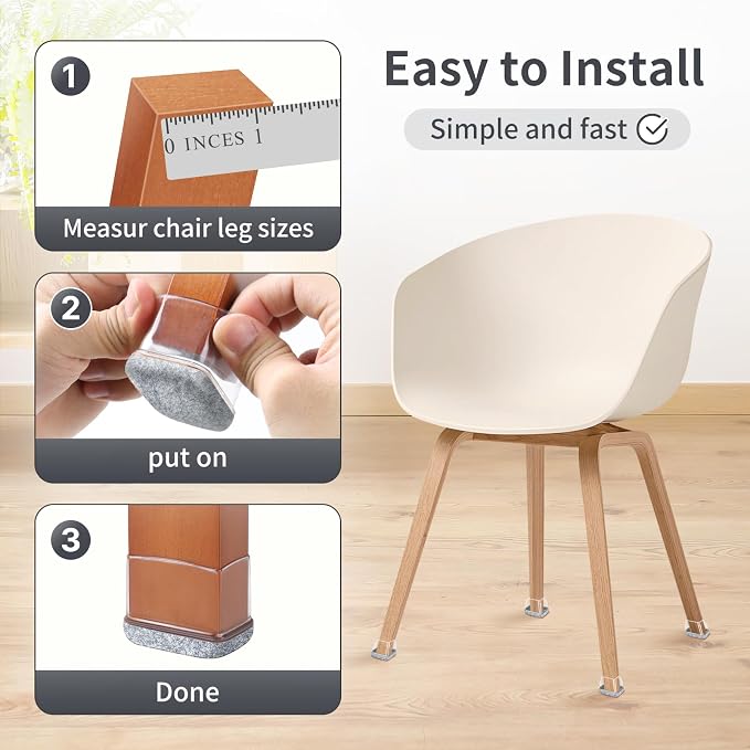 Ezprotekt 16 Pcs Rectangle Grey Felt Chair Leg Floor Protectors - Image 6